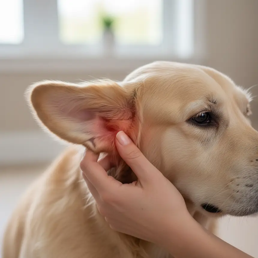 Dog ear veterinary check-up