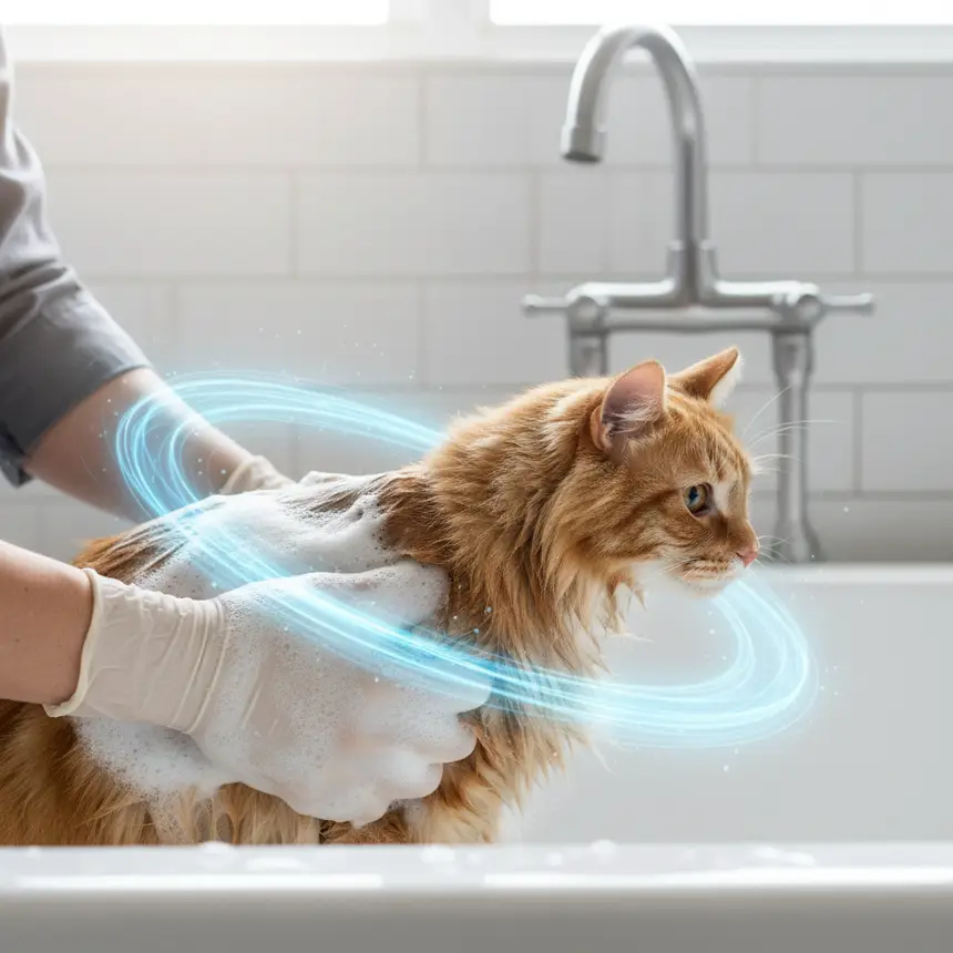 Cat bathing