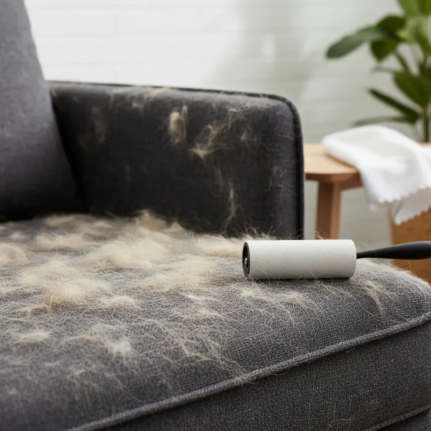 Sofa covered pet hair