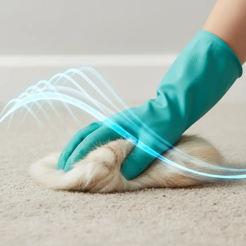 Rubber glove carpet cleaning