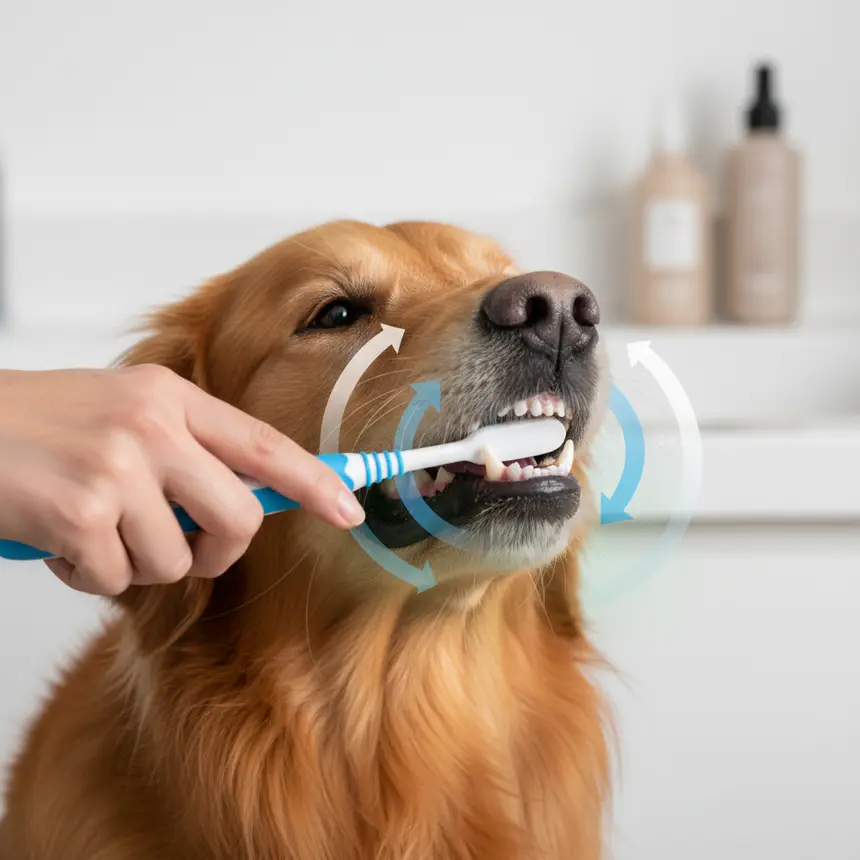 Dog teeth brushing technique