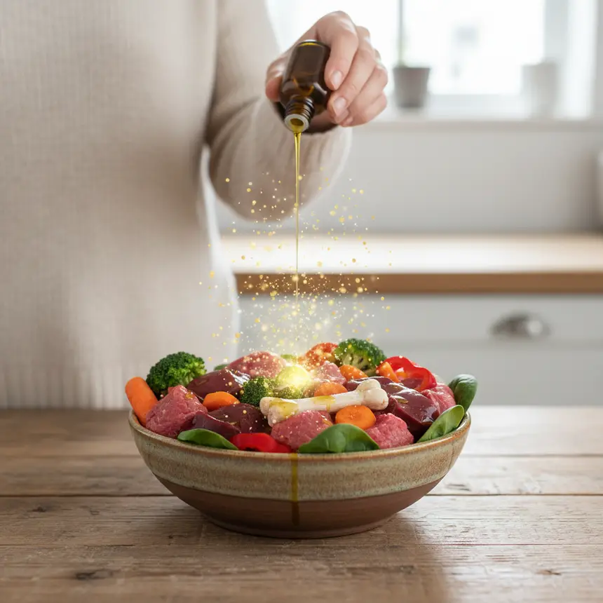 Nutritious raw dog food, balanced natural diet