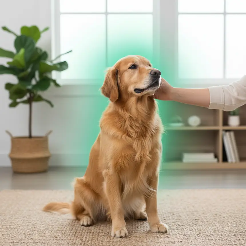 Happy dog with pet parent