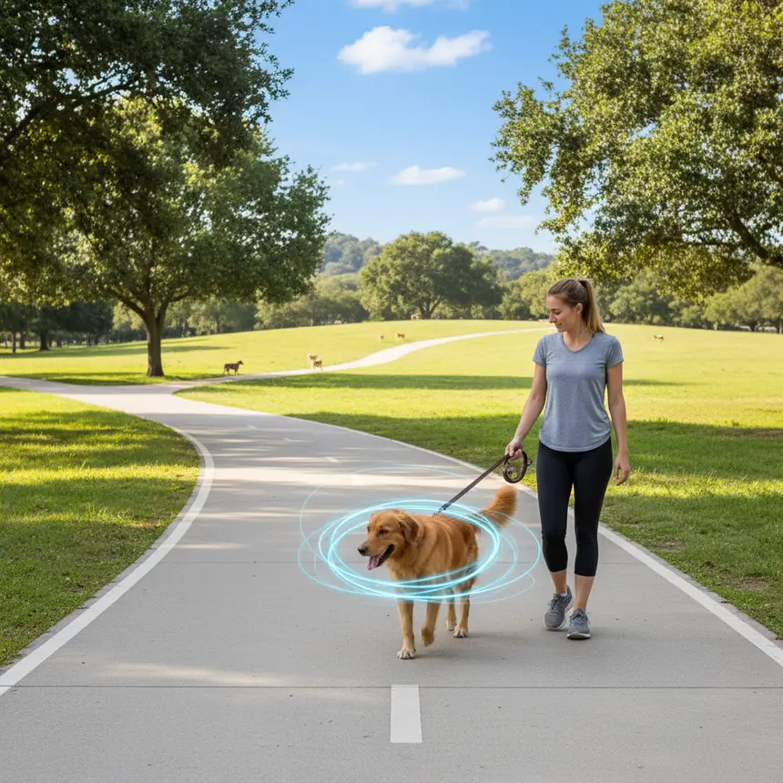 Dog walking path selection, safe park, activity space