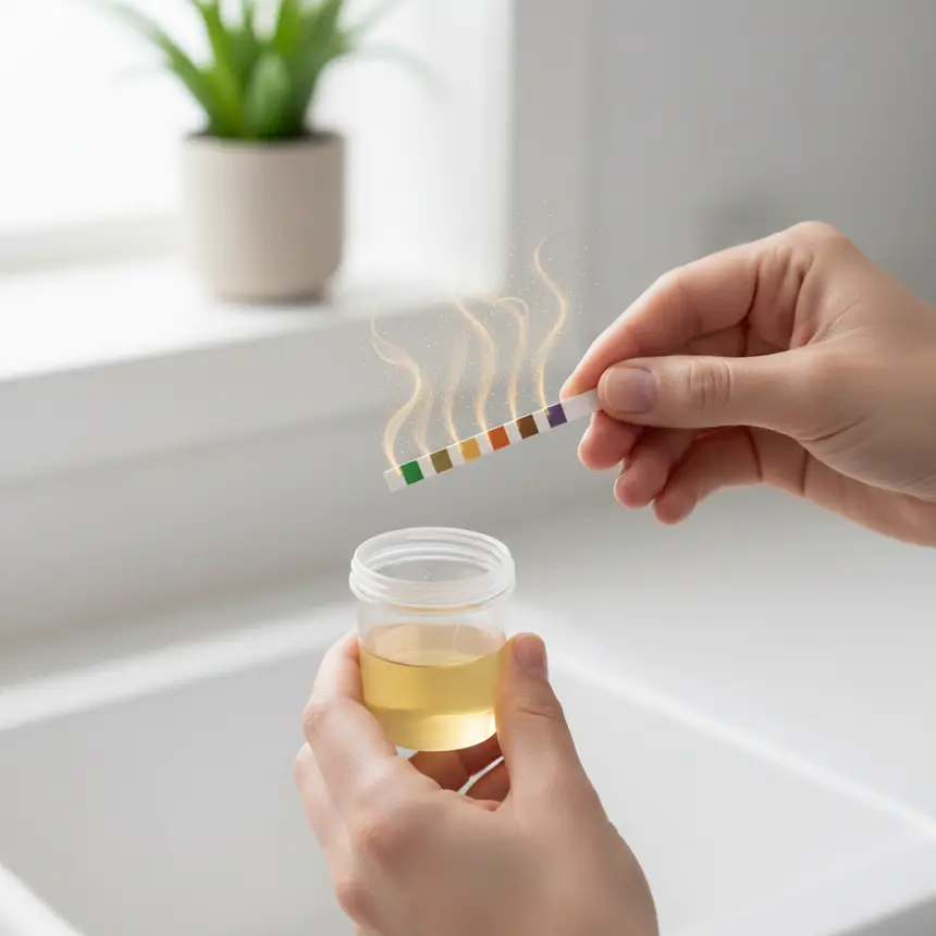 Urine test strip, pet urine collection