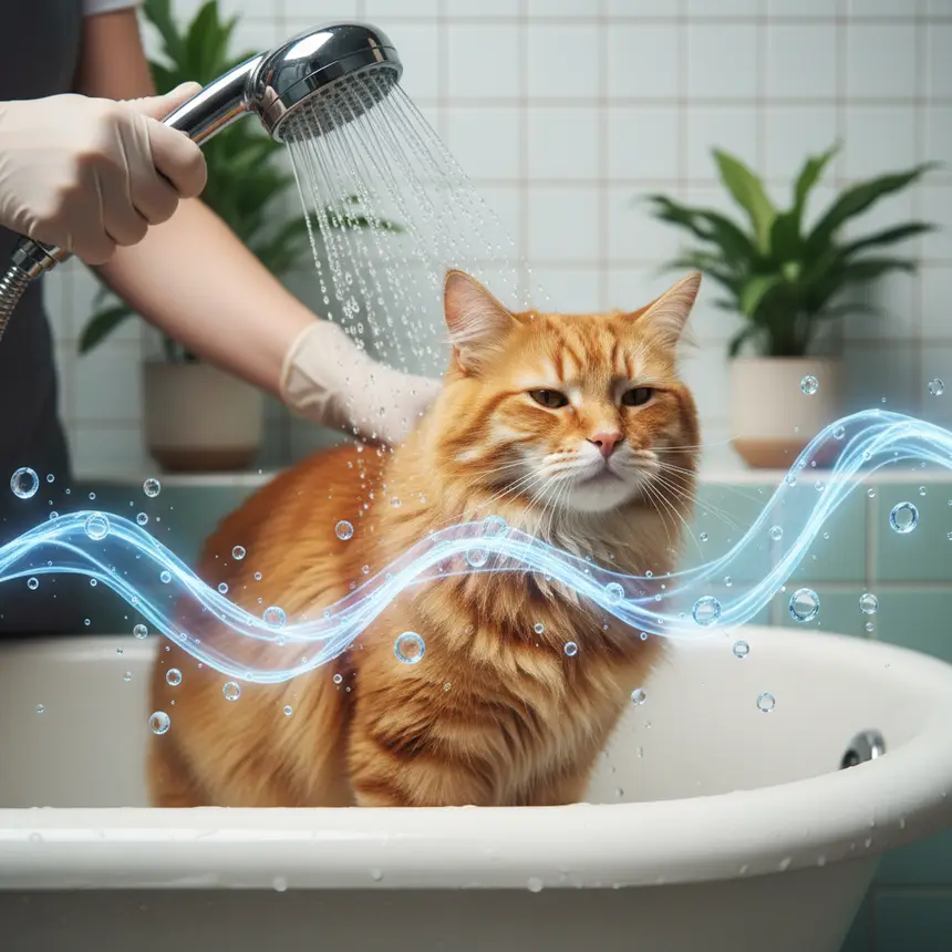 Cat gentle bathing