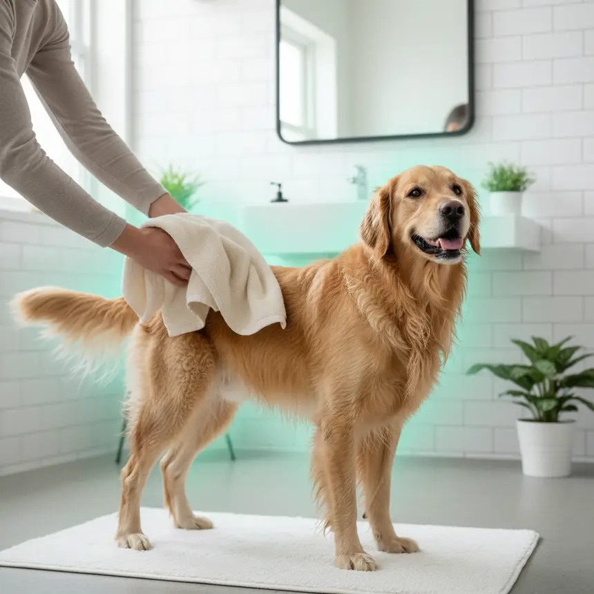 Dog post-bath drying