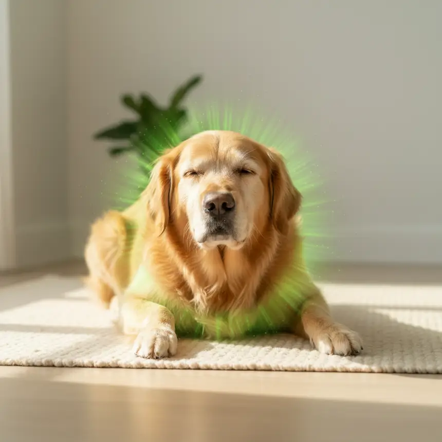 Senior dog healthy and content