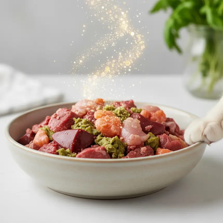 Cat beef raw food, nutritional balance, raw pet food