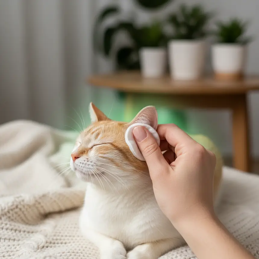 Cat ear cleaning