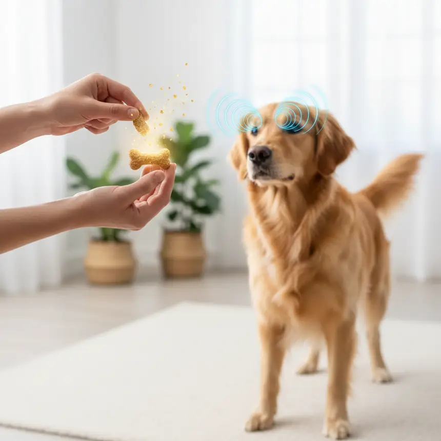 dog treat training, dog focus, positive reinforcement
