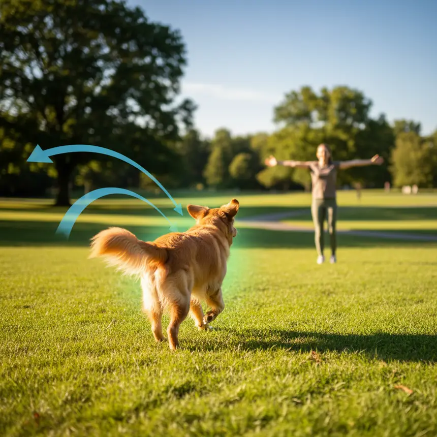 dog recall practice, outdoor training, pet obedience
