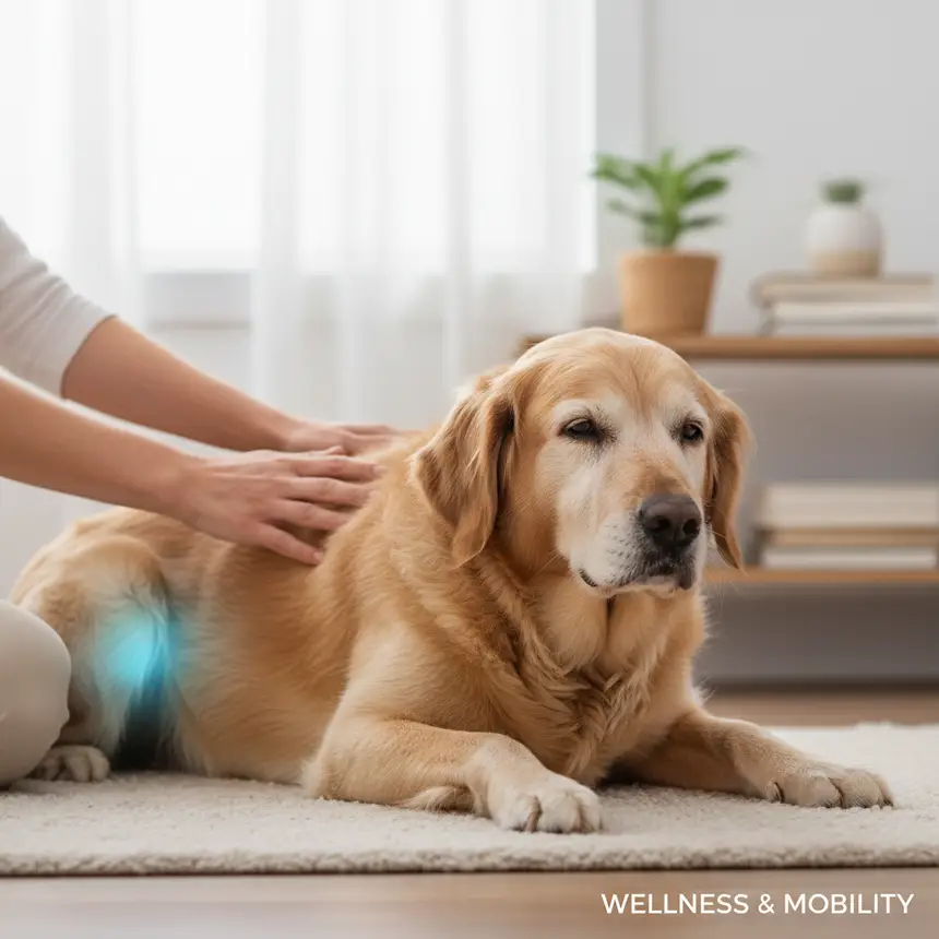 Comfortable senior dog, joint health