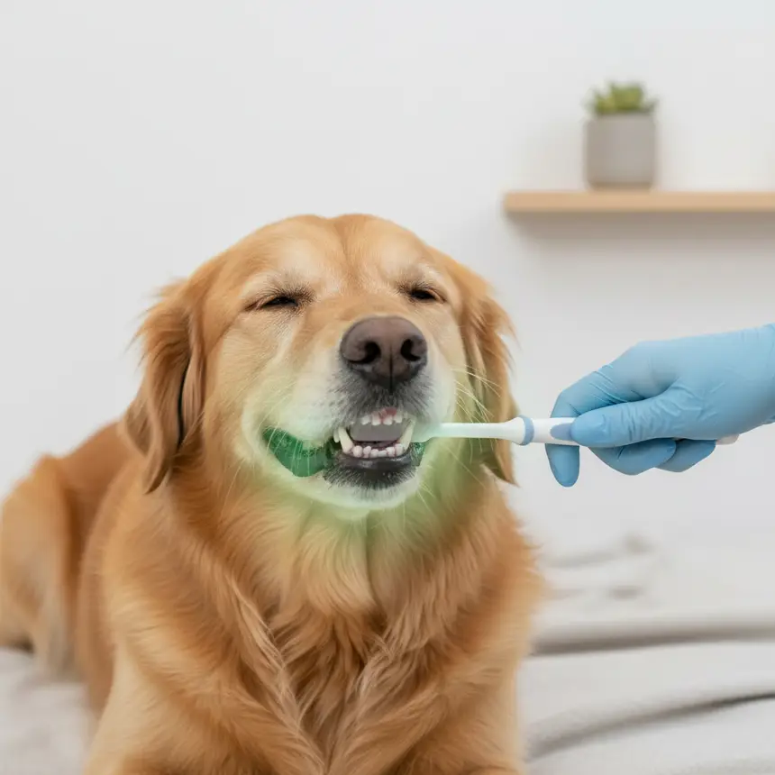 Dog teeth brushing oral hygiene