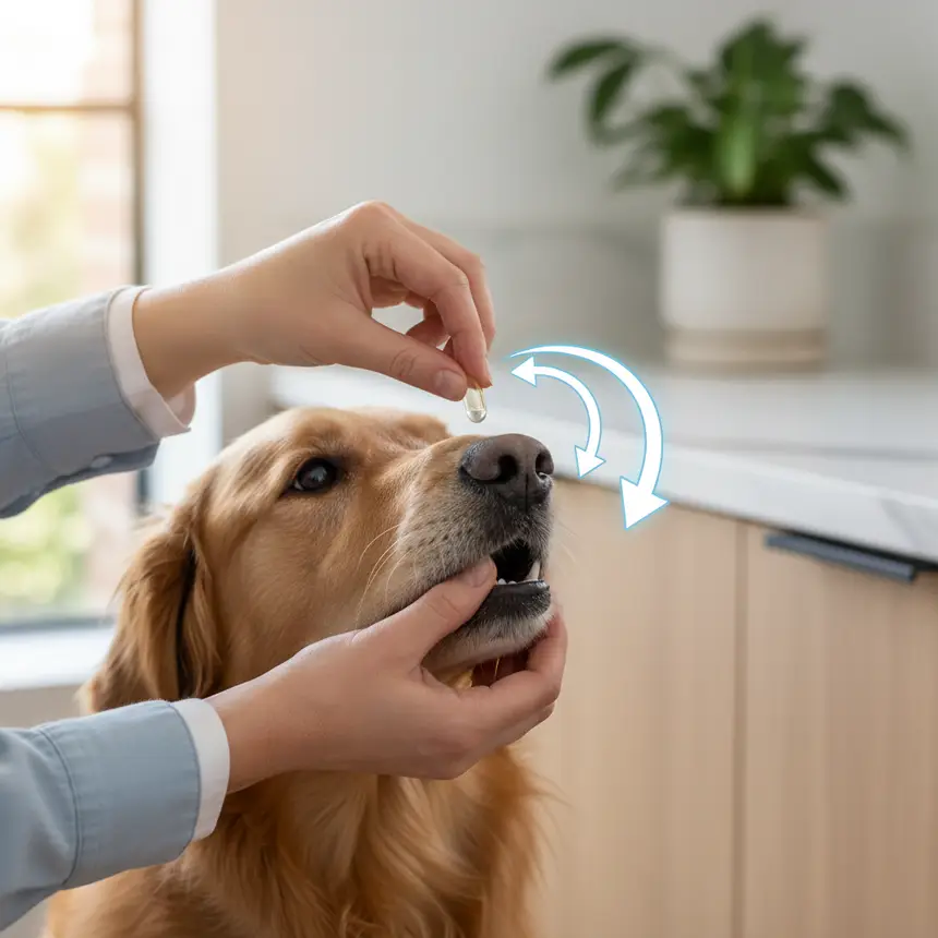 Giving dog supplement