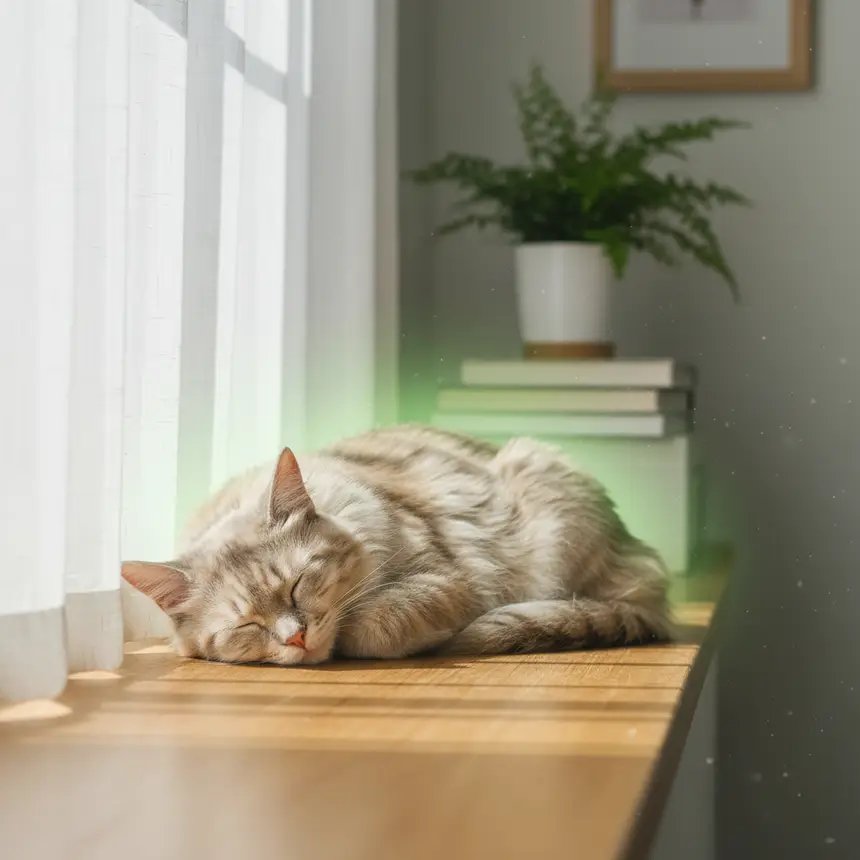 Calm senior dog cat