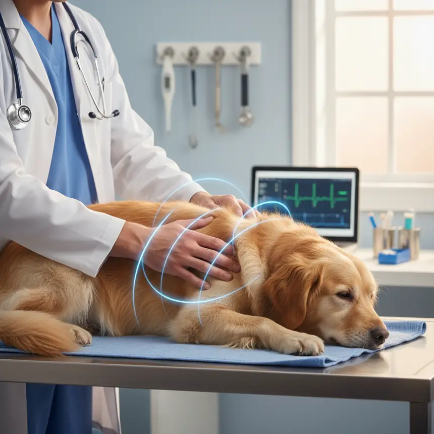 Veterinarian examination, dog health check