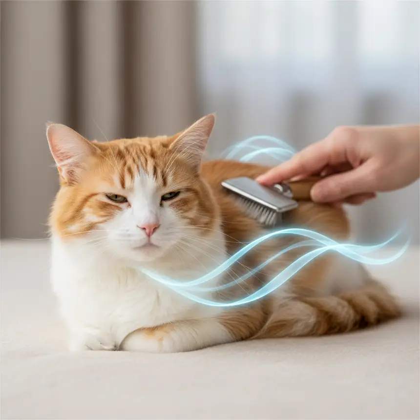Comfortable cat grooming