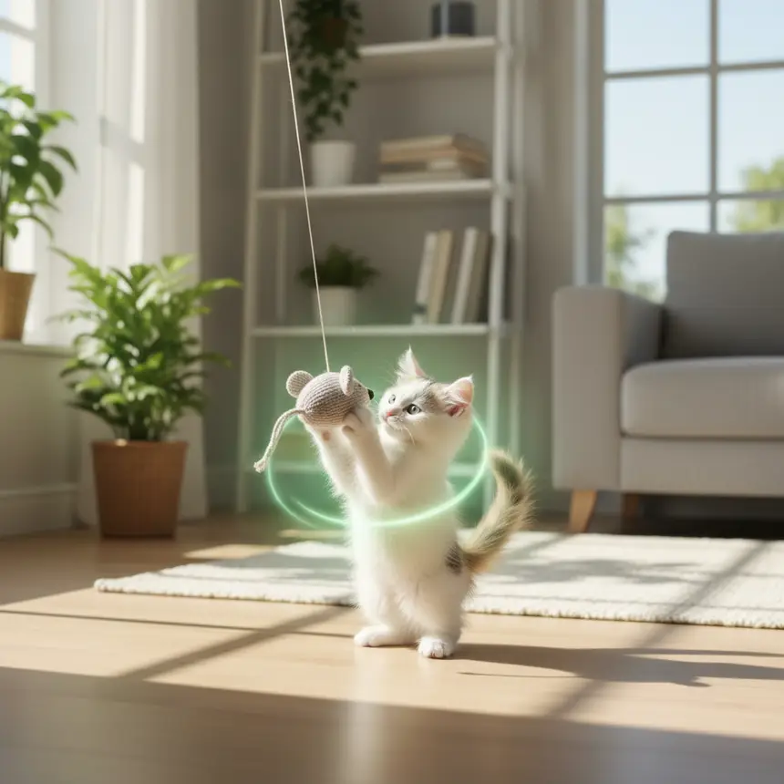 Happy kitten playing