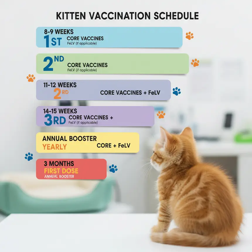 Kitten vaccination schedule infographic