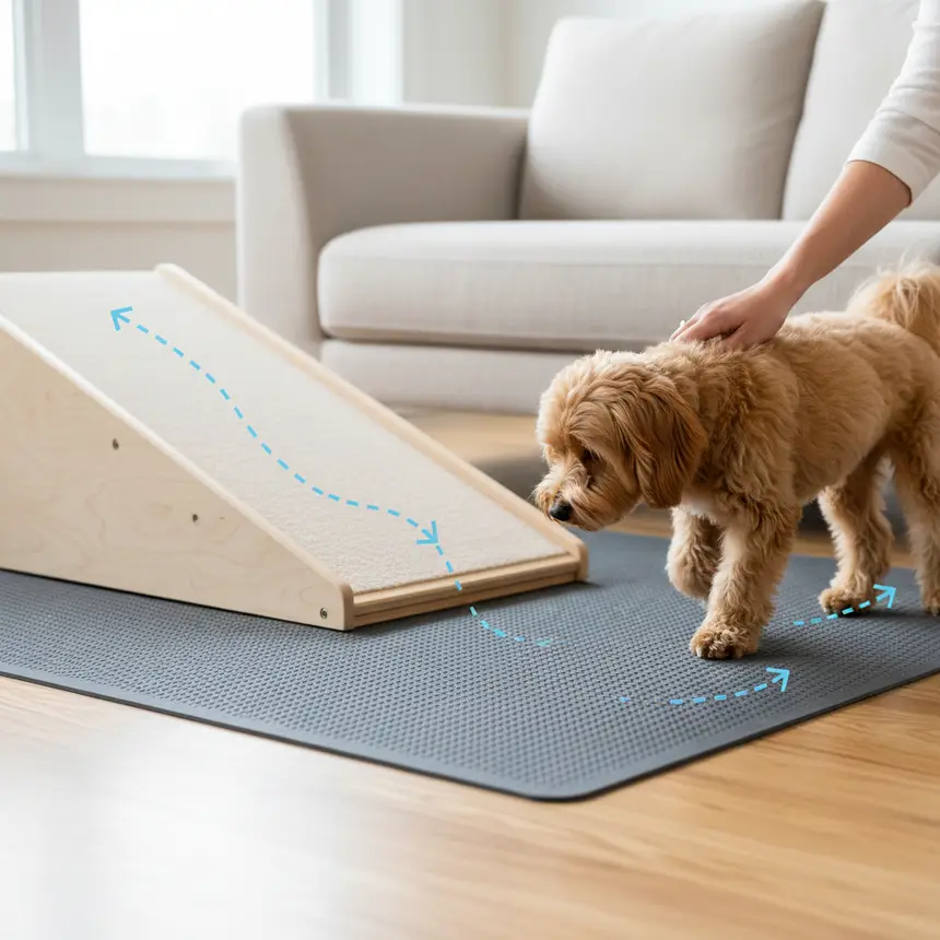 Dog on non-slip mat